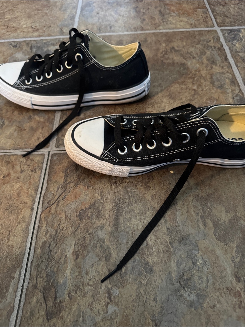 Converse Black and White Low Top Canvas Sneakers - Picture 4 of 6